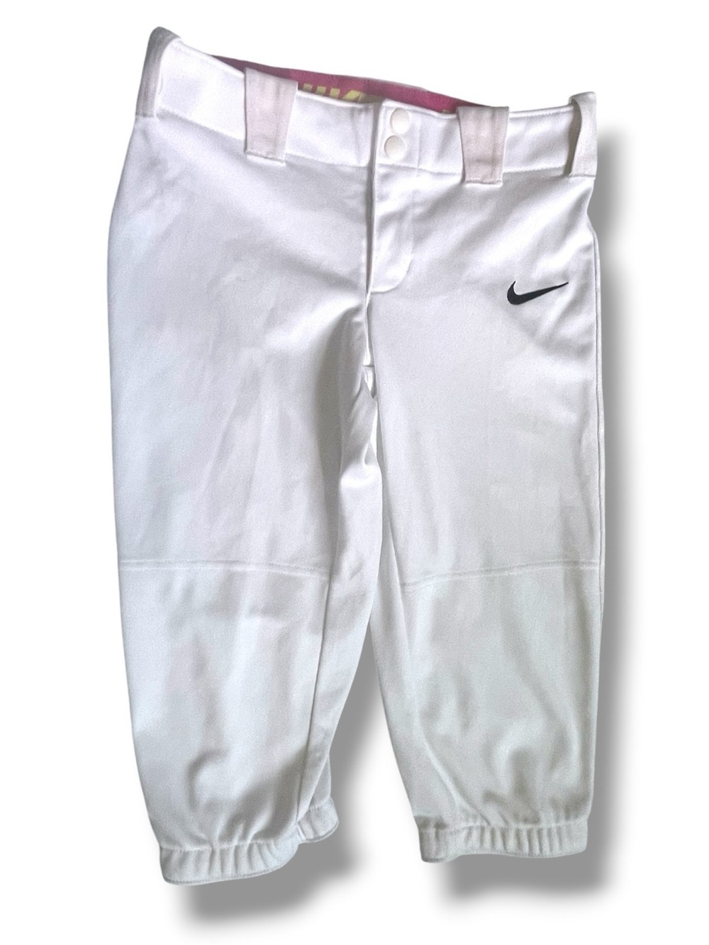 Nike Softball Pants White Knicker Stretch Athletic Uniform Pants Y2K Sporty Kids - Picture 1 of 8